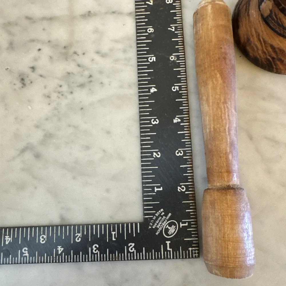 Carved Turned Hard Wood Mortar and Pestle From Brazil